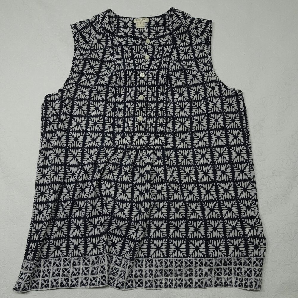 J. Crew Size 4 Printed Tuxedo Sleeveless Cami Top Item B9482